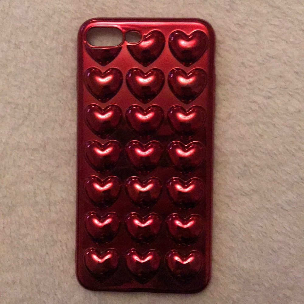 HEART BUBBLE iPhone 7+/8+ phone case RED CHROME